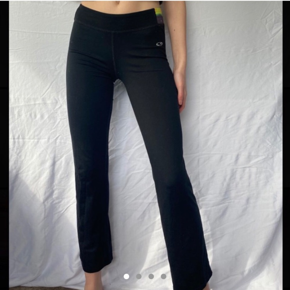 Champion black yoga pants with colored waist band!